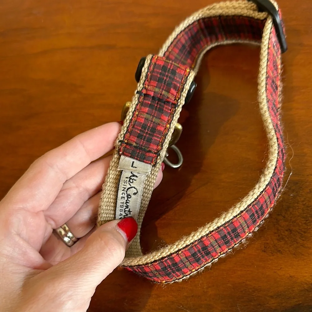 Red Plaid Large Dog Collar!